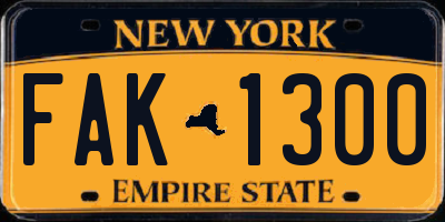 NY license plate FAK1300