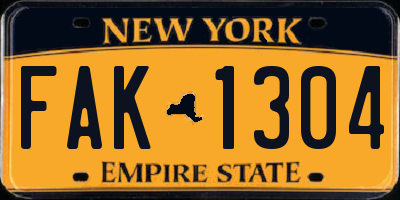 NY license plate FAK1304