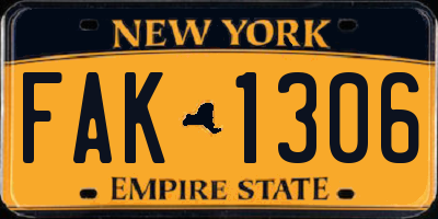 NY license plate FAK1306