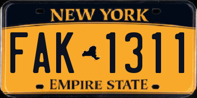 NY license plate FAK1311