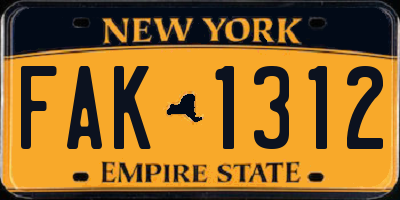 NY license plate FAK1312