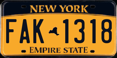 NY license plate FAK1318