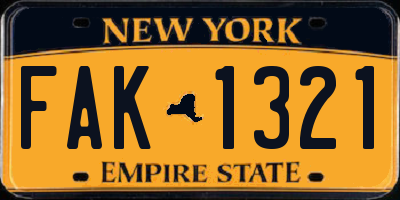 NY license plate FAK1321