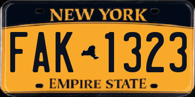 NY license plate FAK1323