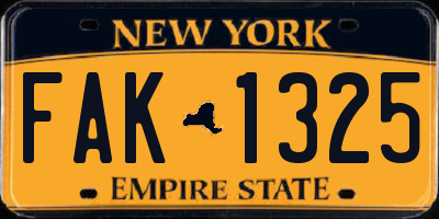 NY license plate FAK1325