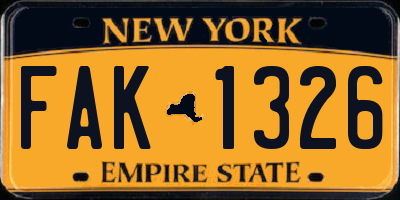 NY license plate FAK1326