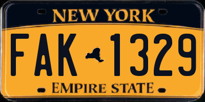 NY license plate FAK1329