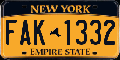 NY license plate FAK1332