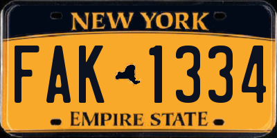 NY license plate FAK1334