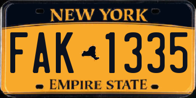 NY license plate FAK1335