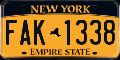 NY license plate FAK1338