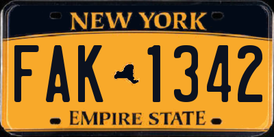 NY license plate FAK1342