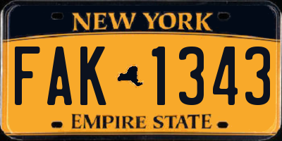 NY license plate FAK1343