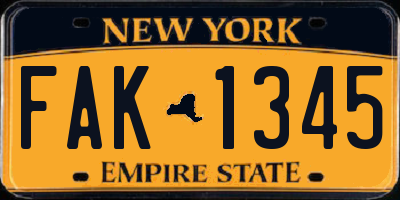 NY license plate FAK1345