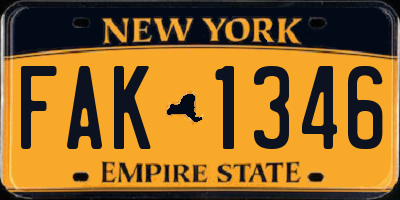 NY license plate FAK1346