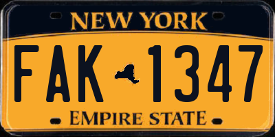 NY license plate FAK1347