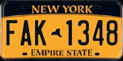 NY license plate FAK1348