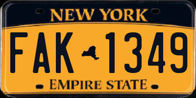 NY license plate FAK1349