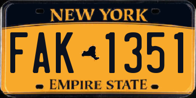 NY license plate FAK1351