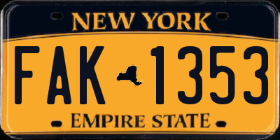 NY license plate FAK1353