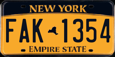 NY license plate FAK1354