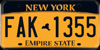 NY license plate FAK1355