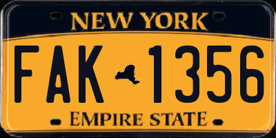 NY license plate FAK1356