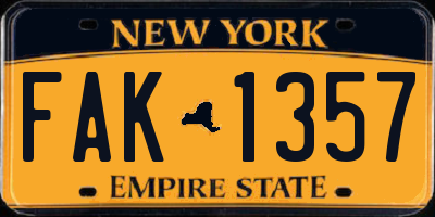 NY license plate FAK1357