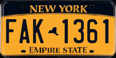 NY license plate FAK1361