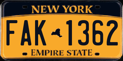 NY license plate FAK1362