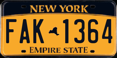 NY license plate FAK1364