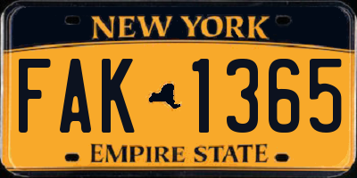 NY license plate FAK1365