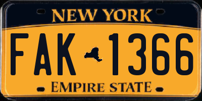 NY license plate FAK1366