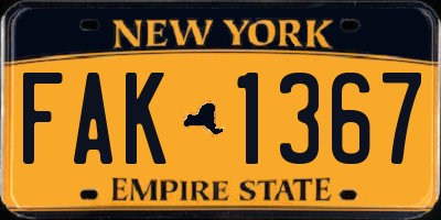 NY license plate FAK1367