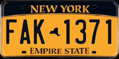 NY license plate FAK1371