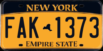 NY license plate FAK1373