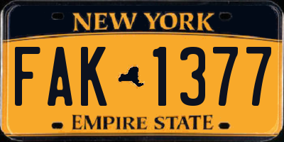 NY license plate FAK1377