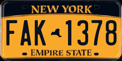 NY license plate FAK1378