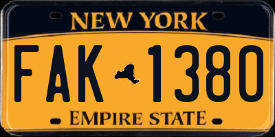 NY license plate FAK1380