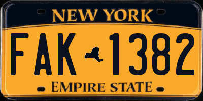 NY license plate FAK1382