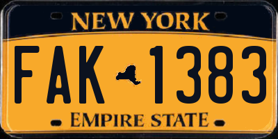 NY license plate FAK1383