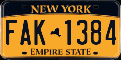 NY license plate FAK1384