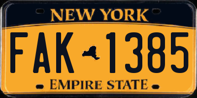 NY license plate FAK1385