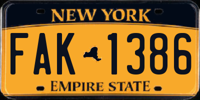 NY license plate FAK1386