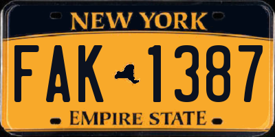 NY license plate FAK1387