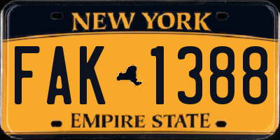 NY license plate FAK1388