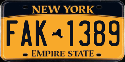 NY license plate FAK1389