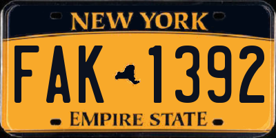 NY license plate FAK1392