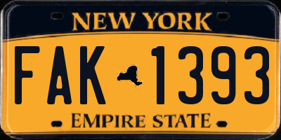 NY license plate FAK1393