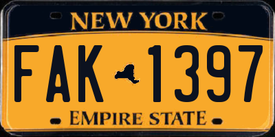 NY license plate FAK1397